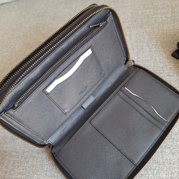 NWT Coach F23334 Crossgrain Leather Double Zip Travel Wallet Midnight - Picture 8 of 11